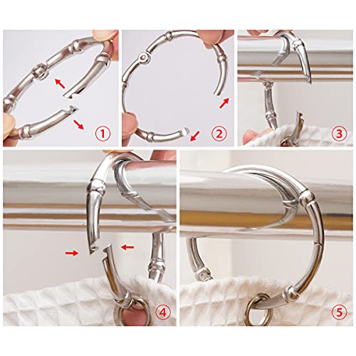 Rust-Proof Zinc Shower Curtain Hooks with Clasp Closure, Shower Hooks Hangers for Bathroom, Kitchen Utensils, Curtains, Clothing, Towels etc - Set of 12, Chrome - color: Chrome