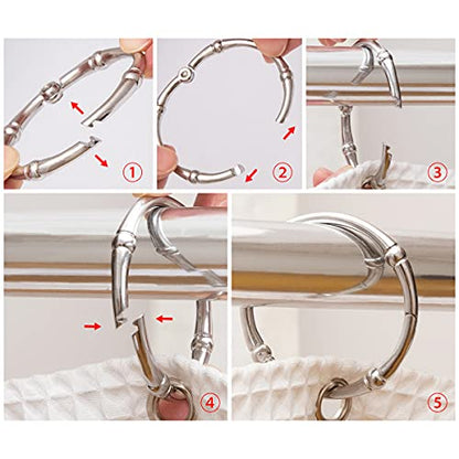Rust-Proof Zinc Shower Curtain Hooks with Clasp Closure, Shower Hooks Hangers for Bathroom, Kitchen Utensils, Curtains, Clothing, Towels etc - Set of 12, Chrome - color: Chrome