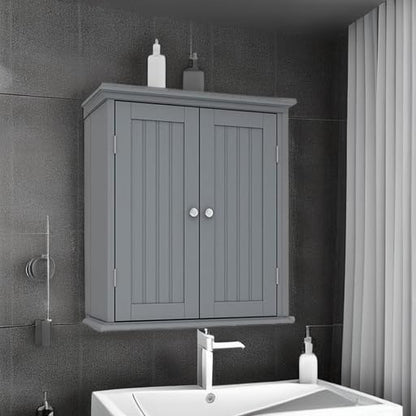 ChooChoo Bathroom Wall Cabinet with 2 Doors, Over The Toilet | 8.8"D x 21.1"W x 24"H, Medicine Cabinet, Adjustable Shelves, Cupboard, Grey - color: Grey, size: 8.8"D x 21.1"W x 24"H