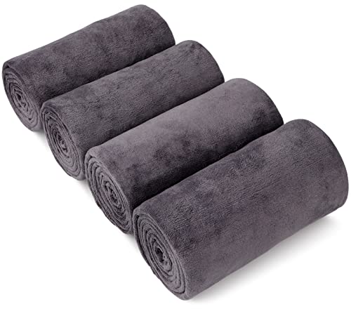 Orighty Bath Towels, Soft Feel Bath Towel, 4 Pack (27'' x 54'') | Highly Absorbent, Quick Drying Microfiber Towels for Body, Sport, Yoga, SPA, Fitness, Bathroom - Dark Grey - color: Dark Grey, size: 4 Pack Bath Towels