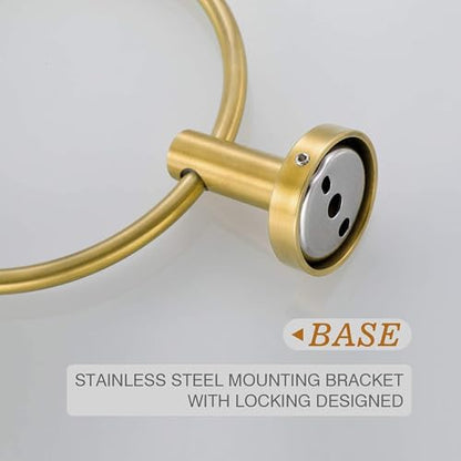 Brushed Gold Towel Ring | Hand Towel Holder for Bathroom Wall Mounted, Durable 304 Stainless Steel, Modern Style - color: Brushed Light Gold