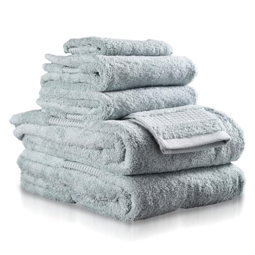 Delilah Home Turkish Cotton Bath Towels - Soft and Absorbent, 100% Organic, 700 GSM Thick Weave, Gentle for Sensitive Skin - 6-Piece(2 Large Bath Sheets, 2 washcloths, 2 Hand) Bathroom Towel Set - color: Green, size: 6 Piece Set