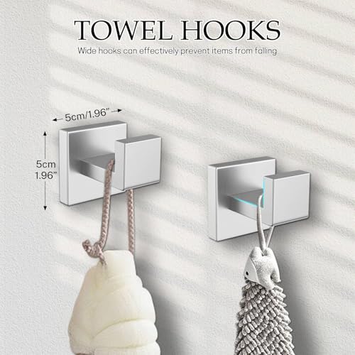 5-Pieces Brushed Nickel Bathroom Hardware Accessories Set,16 Inch Towel Bar Set,Stainless Steel Bathroom Hardware Set Towel Holder Set for Bathroom,Wall-Mounted Bathroom Accessories Kit - color: Brushed Nickel