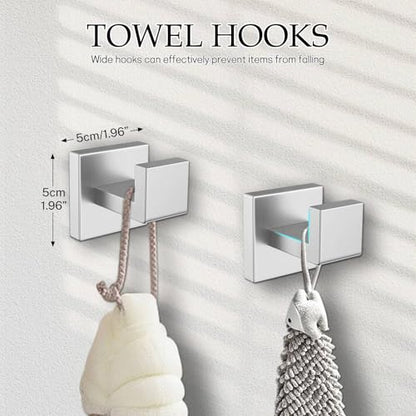 5-Pieces Brushed Nickel Bathroom Hardware Accessories Set,16 Inch Towel Bar Set,Stainless Steel Bathroom Hardware Set Towel Holder Set for Bathroom,Wall-Mounted Bathroom Accessories Kit - color: Brushed Nickel