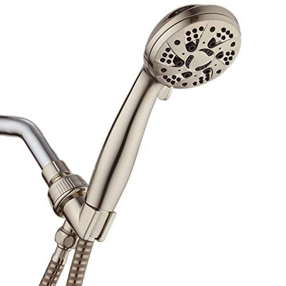 AquaDance High Pressure 6-Setting Hand Held Shower Head with Extra-Long 6 Foot Hose & Bracket – Anti-Clog Nozzles - USA Standard Certified - Top U.S. Brand - ALL BRUSHED NICKEL - color: Brushed Nickel