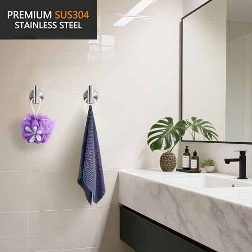 Nolimas Bathroom Towel Hooks SUS 304 Stainless Steel Coat Hook Round Clothes Towel Coat Robe Hook Cabinet Closet Door Sponges Holder for Bath Kitchen Garage Hotel,Wall Mounted, Brushed Nickel, 2Pack - color: 2pcs Brushed Nickel