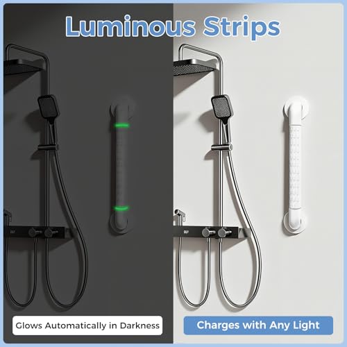 Grab Bars for Bathtubs and Showers, 16 Inch Anti Slip Bathroom Safety Shower Handles for Seniors Handicap Elderly Assistance, Hand Rails for Toilet Walls Bath Tub, 1" Stainless Steel Handrail（White）
