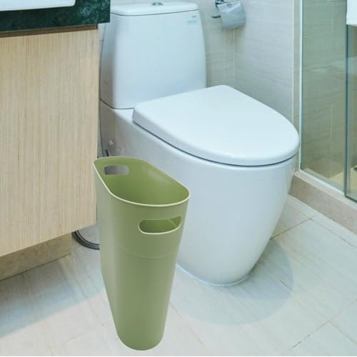 ROYFACC Small Trash Can Plastic Bathroom Wastebasket 3.2 Gallon Slim Garbage Container Bin with Handle for Home Kitchen Bathroom Bedroom Office, 2 Pack (Green) - color: Green