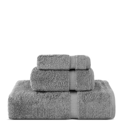 Chakir Turkish Linens Personalized 3 Piece Towel Set, 100% Cotton Luxury Turkish Towels for Bathroom, Soft Absorbent Towel Set with Bath Towel Hand Towel and Washcloth, Gray - color: Gray