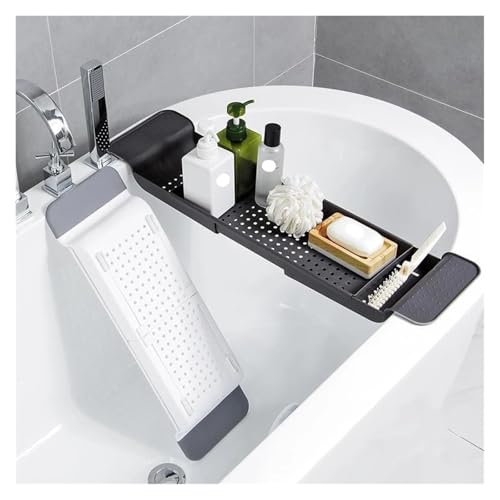 Expandable Bathtub Tray Adjustable Bathtub Storage Shelf Holder For Book Wine Phone Multifunctional Bathroom Tub Rack