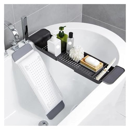 Expandable Bathtub Tray Adjustable Bathtub Storage Shelf Holder For Book Wine Phone Multifunctional Bathroom Tub Rack