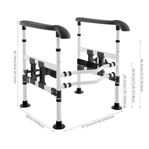 Toilet Safety Rails for Seniors, Stand Assist Aid Adjustable Height and Width Safety Frame with Handrail, Lift Assist Devices for Elderly & Handicap& Disabled, Fits Most Toilet Seats (Black) - color: Black