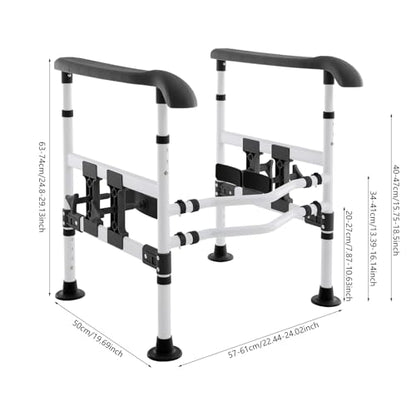 Toilet Safety Rails for Seniors Toilet Safety Frame with with 4 Clamps Adjustable Height & Width 330lb Toilet Handles for Elderly and Disabled Fit Any Toilet (Black) - color: Black