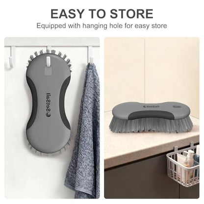 SetSail Multi-Purpose Scrub Brush of 2 Pack, Black Grey | Stiff Bristles Cleaning Brush with Non-Slip Grip Heavy Duty Scrub Brushes for Cleaning Bathroom Kitchen Tile Bathtub Sink - color: Black Grey