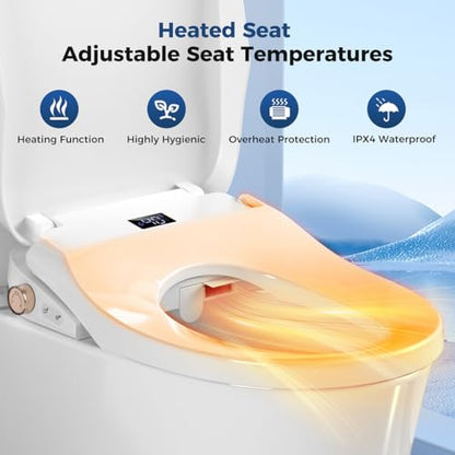 GAICOM Bidet Toilet Seat Elongated Electric Smart Heated Toilet Seat,Remote | Instant Warm Water & Air Dryer, Feminine & Front Rear Wash, Self-Clean Nozzle, Soft Closed Lid, Wireless Remote