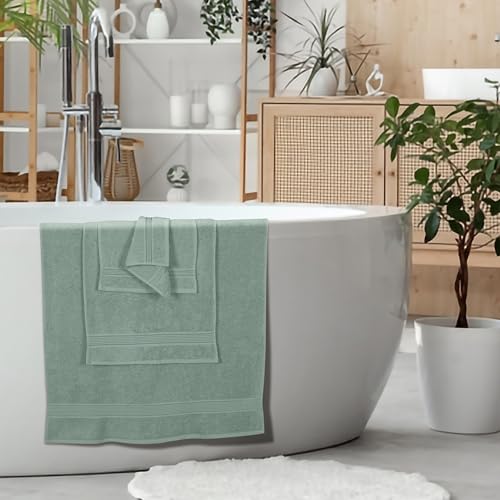 Ultra Soft 6 Pack Cotton Towel Set, Contains 2 Bath Towels 28x55 inch, 2 Hand Towels 16x24 inch & 2 Wash Coths 12x12 inch, Ideal Everyday use, Compact & Lightweight - Jade - color: Jade
