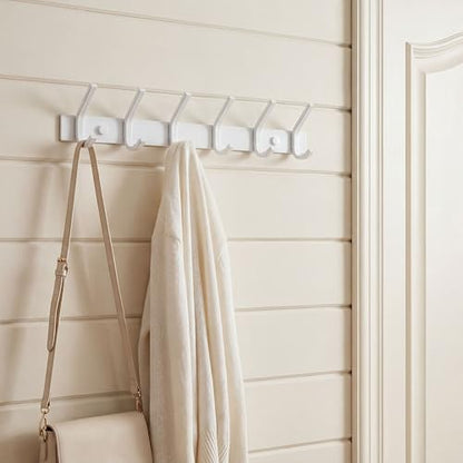 WEBI Coat Rack Wall Mount,Coat Hooks Wall Mounted,Coat Hanger Wall Hook Rack,6 Hooks for Hanging Coats,Jacket,Hats,Clothes,White - size: 6 Hooks