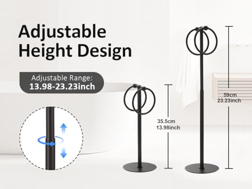 Adjustable Black Towel Rack,Freestanding Bathroom Towel Holder - color: Matte Black