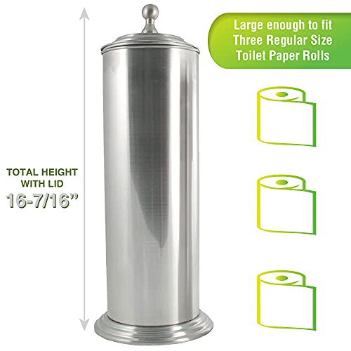 LDR Ashton Freestanding Toilet Paper Holder Canister, Brushed Nickel | Toilet Paper Holder Stand, Brushed Nickel Finish, Regular Roll Canister, Bathroom Toilet Paper Holder, Toilet Paper Storage - color: Brushed Nickel