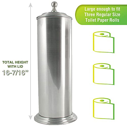LDR Ashton Freestanding Toilet Paper Holder Canister, Brushed Nickel | Toilet Paper Holder Stand, Brushed Nickel Finish, Regular Roll Canister, Bathroom Toilet Paper Holder, Toilet Paper Storage - color: Brushed Nickel