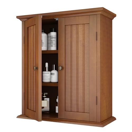 ChooChoo Bathroom Wall Cabinet with 2 Doors, Over The Toilet | 8.8"D x 21.1"W x 24"H, Medicine Cabinet, Adjustable Shelves, Cupboard, Walnut - color: Rustic, size: 8.8"D x 21.1"W x 24"H