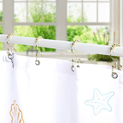 Shower Curtain Hooks Rings, Stainless Steel Gold Shower Curtain Hooks Rust Proof, Free Sliding Double Shower Hooks for Shower Curtains & Liners (Gold) - color: Gold