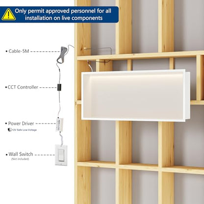 Qeke 30" X 12" Stainless Steel Shower Niche w/ 3 CCT Dimmable Light, White | No Tile Needed Wall Niche, Recessed Niche w/ Light(3000K/4000K/6000K), IP66 Waterproof, Space Saving & Durable - color: Matte White, size: 30" X 12"