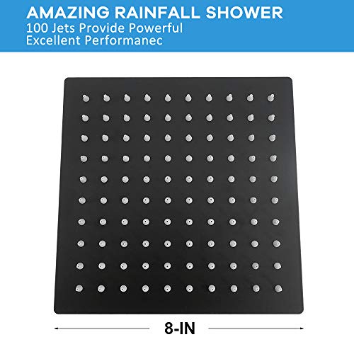 NearMoon Rain Shower Head, High Flow Stainless Steel Square Rainfall Shower, High Pressure Design, Awesome Shower Experience Even At Low Water Flow (8 Inch, Matte Black) - color: Matte Black, size: 8 Inch Square