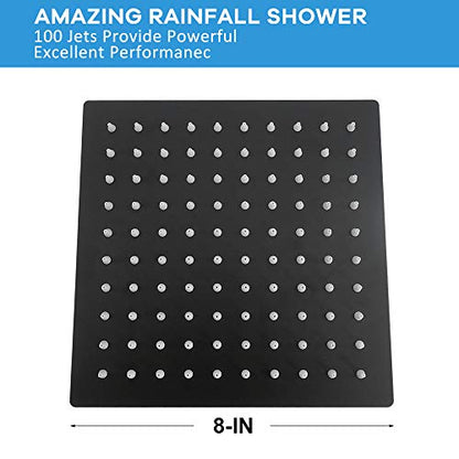 NearMoon Rain Shower Head, High Flow Stainless Steel Square Rainfall Shower, High Pressure Design, Awesome Shower Experience Even At Low Water Flow (8 Inch, Matte Black) - color: Matte Black, size: 8 Inch Square