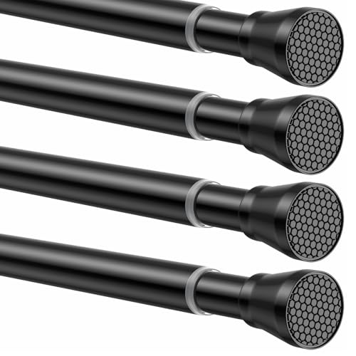 4 Pack Tension Curtain Rod for Windows 28 to 48 inch, Adjustable Extendable Pressure Spring Curtain Rod No Drilling, 7/8" Spring Tension Rod for Closet Door, Black - color: Black, size: 28 to 51 inch-4pcs