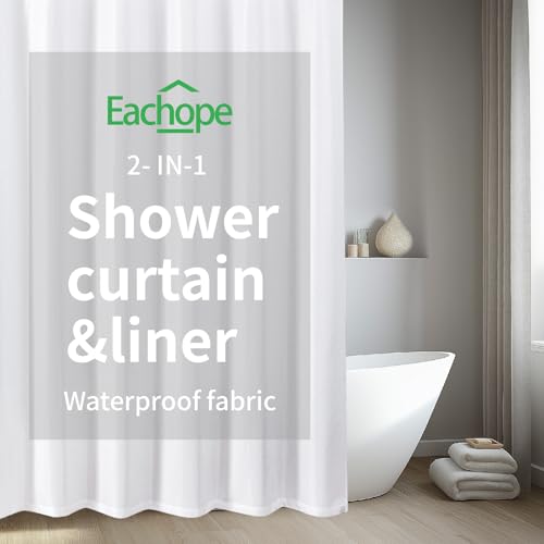 eachope Waterproof Fabric Shower Curtain,No Liner Needed,TPU Laminated Polyester Shower Curtain,Chevron Striped with Weighted Magnets and Metal Grommets,72 x 72 Inch,White - color: White-a, size: 72"W x 72"L (Pack of 1)