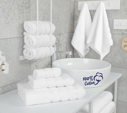 American Soft Linen 100% Cotton Luxury Turkish Towels, 6 Piece Towel Set | Soft Absorbent Quick Dry OEKO Tex Standard 100 Certificated Durable Machine Washable Premium Hotel Quality - color: Bright White