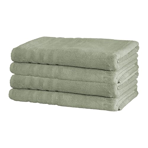 Turkish Bath Sheets, 4 Pack, 35 x 70 in, 700 GSM, Seagrass Green | 4 oversized bath sheets, 35 x 70 in, 700 GSM, 50% viscose made from bamboo and 50% Aegean Turkish cotton, plush and absorbent - color: Seagrass Green, size: Bath Sheets, Set of 4