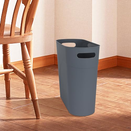 2 Pack 3.2 Gallon Plastic Trash Cans for Bathroom, Small Waste Bins with Handles, Compact Garbage Containers for Narrow Spaces, Recycle Wastebaskets for Office, Kitchen, Bedroom, Living Room (gray) - color: gray