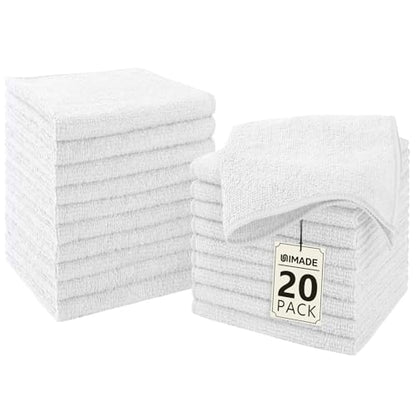 Washcloths 20 Pack Face Towels (12" x 12"), Highly Soft Wash Cloths | Hand Towels, Fast Drying Multi-Purpose Microfiber Cleansing Cloths for Bathroom, Hotel, Spa, and Salon White - color: White, size: 20Pack