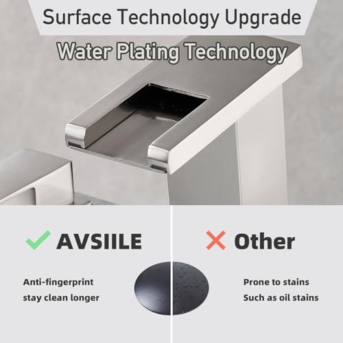 LED Bathroom Faucet 3 Hole, Brushed Nickel Waterfall Bathroom Faucets, 8 Inch Widespread Modern Bathroom Sink Faucet & Parts, Wide Spread Touch On Three Hole 2 Handle Bathroom Vanity Faucet - color: Brushed Nickel