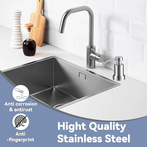 Foaming Soap Dispenser for Kitchen Sink and Bathroom Countertop: Built in Foaming Sink Soap Dispenser Pump, Stainless Steel Foam Soap Pump with 22oz Under Counter Bottle