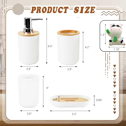 White Bathroom Accessories Set Complete Toothbrush Holder Toothbrush Cup Soap Dish Soap Dispenser Rustic Farmhouse Bathroom Decor Essentials Kit (White) ystz-001 - size: white