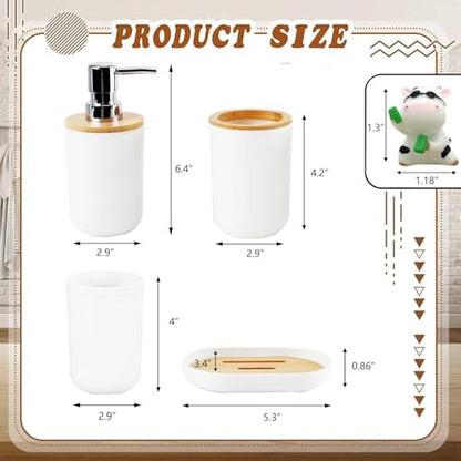 White Bathroom Accessories Set Complete Toothbrush Holder Toothbrush Cup Soap Dish Soap Dispenser Rustic Farmhouse Bathroom Decor Essentials Kit (White) ystz-001 - size: white