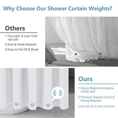 VANZAVANZU 3 Pairs Shower Curtain Weights, Silicone Wrapped Magnets, Heavy Duty Magnets Prevent Curtain Liner from Blowing, Rust-Free, Blue - color: Blue, size: 1.2"W x 1.2"L (Pack of 3)