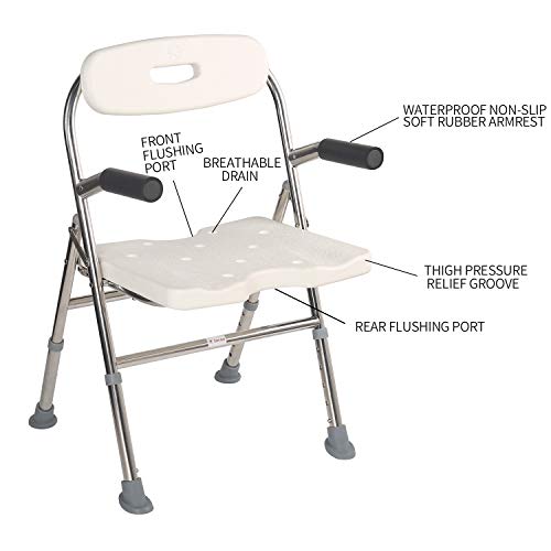 Elderly Assis Medical Shower Bath Seat Adjustable Shower Chair Portable Bath Seat Shower Chair Seat Bench for Seniors Disabled Injured with Handle - color: Shower Chair 202-8f