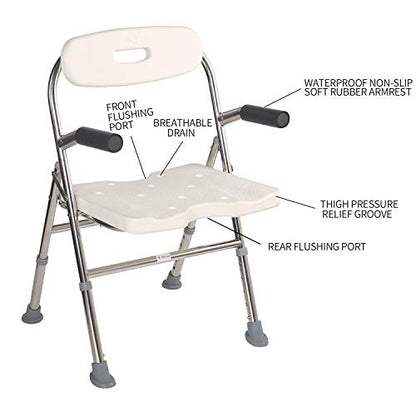 Elderly Assis Medical Shower Bath Seat Adjustable Shower Chair Portable Bath Seat Shower Chair Seat Bench for Seniors Disabled Injured with Handle - color: Shower Chair 202-8f