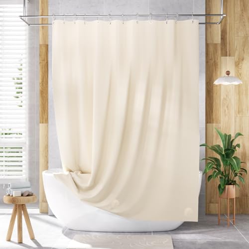 AmazerBath Shower Curtain Liner, 72x72 Beige Shower Curtain Liners, Lightweight Plastic Shower Liner, Cute PEVA Waterproof Cream Shower Curtains for Bathroom with 3 Magnets and 12 Grommets - color: Beige, size: 72"W x 72"L (Pack of 1)