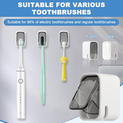 3PCS Toothbrush Holder Wall Mounted with Cover,Single Slot Electric Tooth Brushing Holder,Self Adhesive Hanging Toothbrush Organizer for Bathroom,Family,Travel(4.4 * 3 * 2.6cm,Color:Grey) - color: Grey