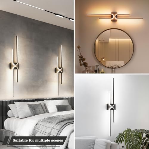 Vanity Light for Bathroom Lighting Over Mirror Black Dimmable 3CCT Vanity Lighting Fixture Modern Bath Vanity Bar 39in Led Bathroom Wall Sconce Lighting for Bedroom Living Room with Remote Control - color: Black B