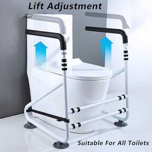 Toilet Safety Rails,Toilet Handles Safety Frames,Free Standing Adjustable Height Width Toilet Safety Frame Fit Any Toilet(A) - color: A