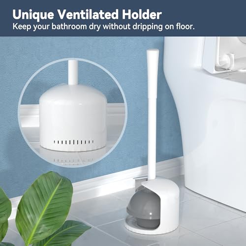 TRENTI Toilet Plunger with Holder, Plunger with Holder for 5.3-inch Toilet Drain, Plungers for Bathroom with Holder, Toilet Plunger Heavy Duty (1, White) - color: White
