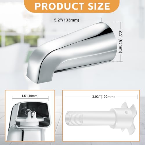 Enhon Tub Spout, Universal Fits 1/2'' Copper Pipe, 1/2'' IPS and 3/4'' IPS, Bathroom Bathtub Tub Faucet Replacement with Adapters(Without Diverter,Chrome) - color: Chrome, style: Without Diverter