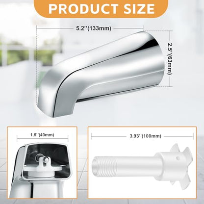 Enhon Tub Spout, Universal Fits 1/2'' Copper Pipe, 1/2'' IPS and 3/4'' IPS, Bathroom Bathtub Tub Faucet Replacement with Adapters(Without Diverter,Chrome) - color: Chrome, style: Without Diverter