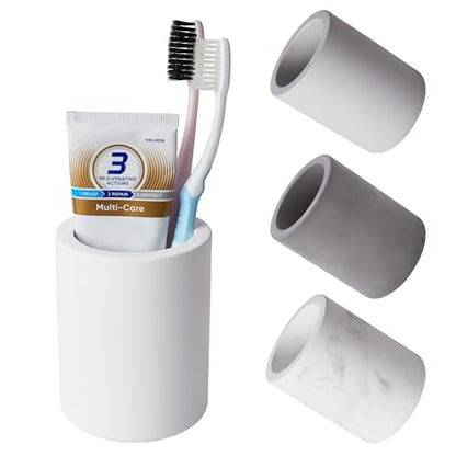 Drying Stone Toothbrush Holder, Diatomite Toothbrush Holders for Bathroom Counter, Quick Drying Electric Toothbrush and Toothpaste Holder Bathroom Organizer, White - color: White